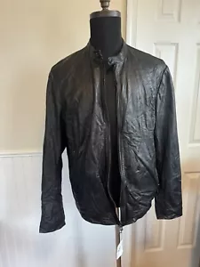 Emporio Armani Men’s Leather Jacket 100% Lamb Leather Size 54 - Picture 1 of 14