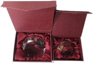 Paar Vintage diamantförmige Kristall geschliffen Glas Briefbeschwerer Figur Wohndeko - Bild 1 von 20