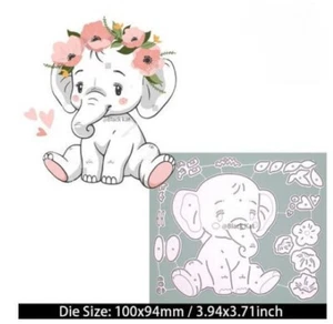 FLOWER BABY GIRL ELEPHANT Metal Cutting Die Card Making Scrapbook Pages - Picture 1 of 1