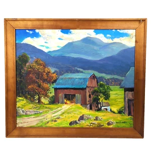 Dipinto originale dell'artista elencato Milton Bond | Upstate NY Rochester Barn Scene - Foto 1 di 9