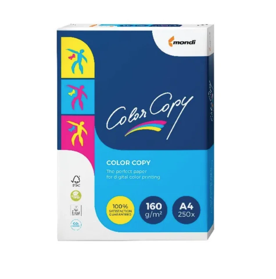 1 Ream of 250 Sheets Color Copy A4 Paper 160gsm White - Free 24h Delivery - Image 1 of 1
