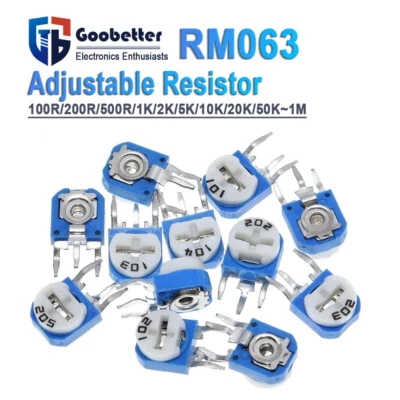 RM063 Vertikales Trimmpotentiometer Variabler Widerstand 100 Ohm ~ 1 Mohm Horizontal - Bild 1 von 4