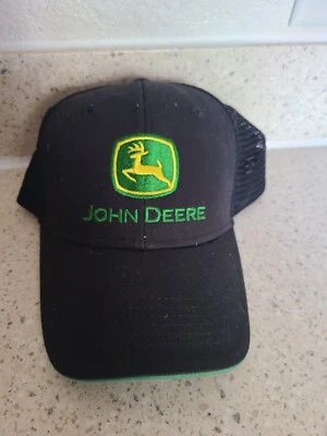 John Deere Licensed Black/Green Mesh Hat Cap Trucker Adjustable LP69079 - Image 1 of 2