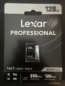 Lexar SILVER Series Professional 1667x 128GB UHS-II SDXC Memory Card - Picture 1 of 5