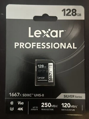 Lexar SILVER Series Professional 1667x 128GB UHS-II SDXC Memory Card - Image 1 of 4