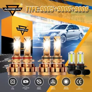 AUXBEAM Canbus LED Headlights Hi/Low Fog Bulbs Combo White Bright 9005+9006+9006 - Picture 1 of 12