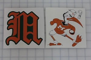 Set of 2 Miami Hurricanes NCAA Vinyl Bumper Sticker Decal Cornhole Wall Car - Picture 1 of 1