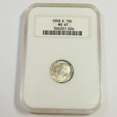 1958 D NGC MS67 - Toned Silver Roosevelt Dime 10c US Coin #52845A - Image 1 of 2