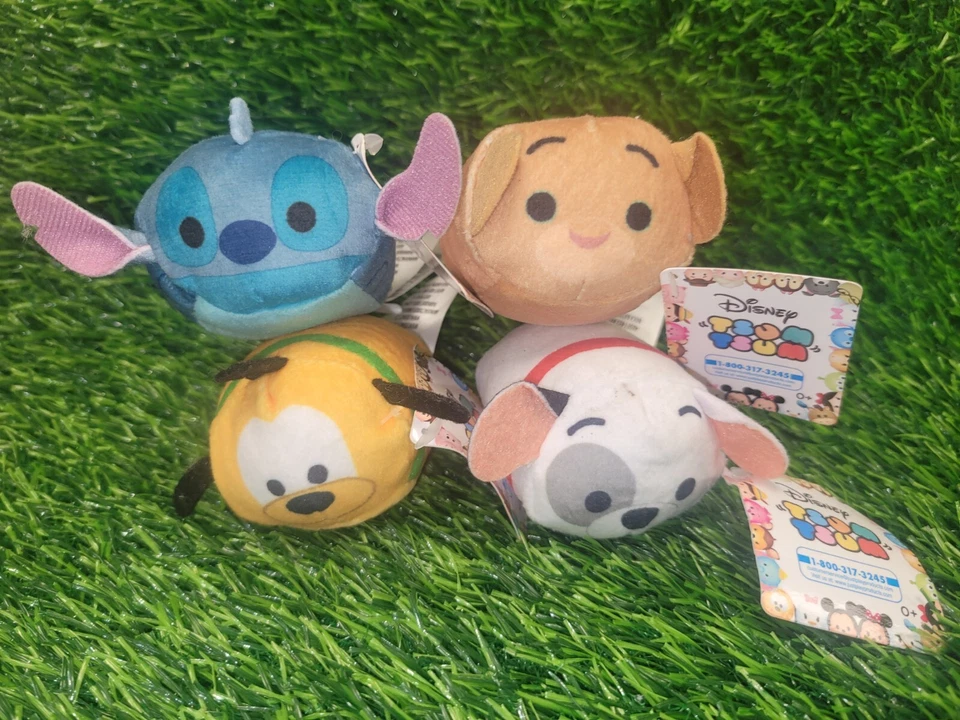 4~ Mixed Disney Store Tsum Tsum Mini Plush 3.5" Stitch Simba Patch And Pluto - Image 1 of 1