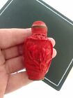 Vintage Cinnibar Red Resin Carved Signed/Stamped Snuff Bottle Project