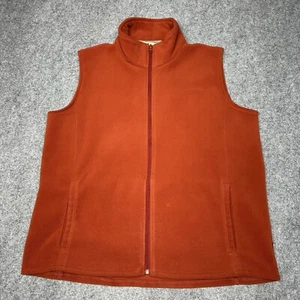 Woolrich Women Size Large Orange Fleece Vest Full Zip Pockets Firefly - Picture 1 of 13