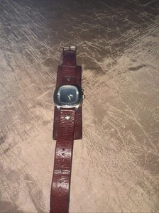 Vintage Fossil Big Tic Analog and Digital Mens Watch Wide Brown Leather Band - Picture 1 of 12