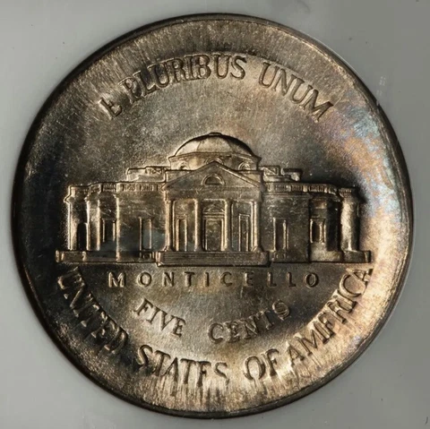 1999 NGC MS65 Huge Broadstruck Nickel Mint Error with Slight Rainbow Toning Cover