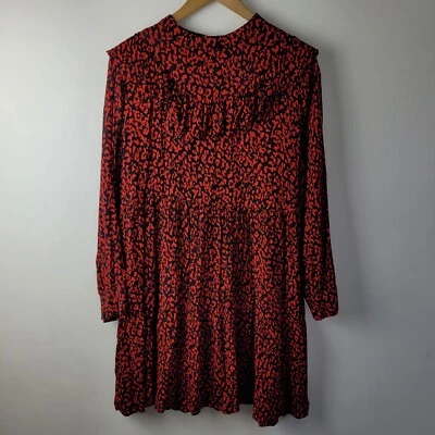 Zara Woman Size M Black Red Leopard Print Short Simple Dress Smart Casual Summer - Image 1 of 4