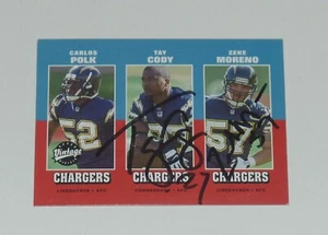 TAY CODY ZEKE MORENO AUTO'D SIGNED 2001 UD VINTAGE CARD #285 SAN DIEGO CHARGERS - Imagen 1 de 2