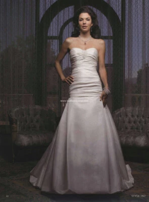 NUEVO CON ETIQUETAS Casablanca Blanco Trompeado Boda Vestido de Novia Vestido Talla 6 Lujo Tafetán Foto 1 de 4