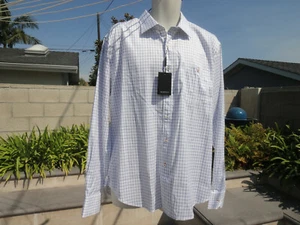 Bugatchi L/S Navy Grid on White Smooth, Contrast Inner Cuff 100% Cotton Shirt XL - Bild 1 von 12