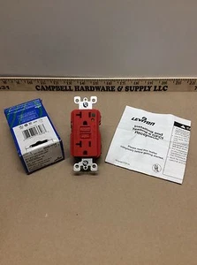 Receptáculo dúplex Leviton 8898-HGR GFCI de grado médico con indicador 20A, rojo - Imagen 1 de 2