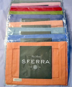 Sferra Festival 902 Linen Cocktail Napkins Set of 4 6x9" New Choose Color - Picture 1 of 24