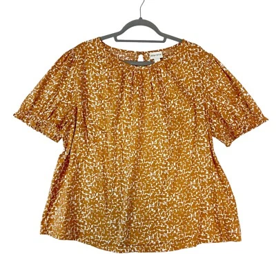 Ava & Viv Top 女式 1X Rust 橙色袖口钥匙孔 100% 棉休闲 — 第 1/4 张图片