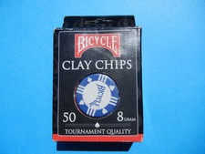POKER CHIPS 50 CLAY FILLED 8 GRAM BICYCLE 2 COLOR TOURNAMENT PLAYER SEALED BOX 