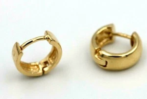 Genuine 9ct Yellow Gold Hoop Plain Small Huggies Earrings 3.2g- Free Post - Picture 1 of 7