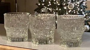 Iittala Aslak Set of Three 3.5" Old Fashioned 8oz Textured Ice Drinking Glasses - Picture 1 of 1