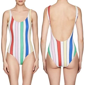 Costume da bagno Onia Kelly pezzo unico audace arcobaleno multicolore a righe - grande NUOVO $ 225 - Foto 1 di 7