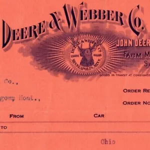 Scarsa carta intestata 1910 John Deere / Deere & Webber - #272 fascio per 16" Sulky - Foto 1 di 3