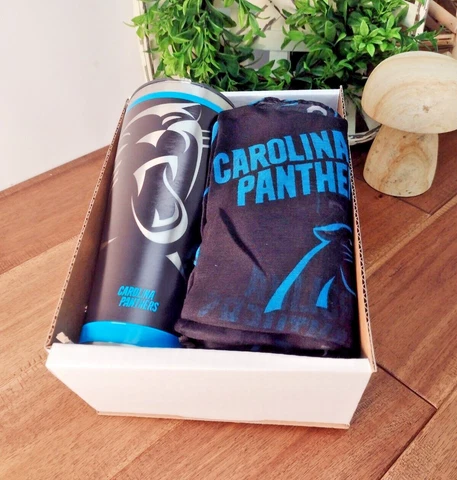 Carolina Panthers Mother's Day Gift Box: Infinity Scarf + 30oz Tervis Tumbler Cover