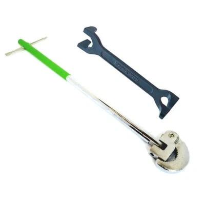 TOOLTIME PLUMBERS 15mm 22mm FIXED BASIN WRENCH + 16" 400mm ADJUSTABLE TAP NUT SPANNER GRN