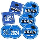 Dylives Graduation Party Plates And Napkins Set, Blue Class Of 2024 Grad Blue