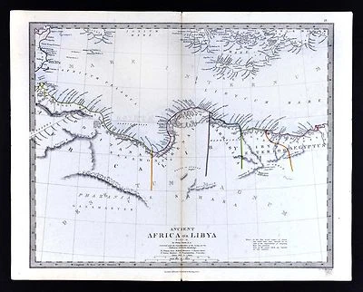 Mapa SDUK 1866 - Líbia Antiga - Trípoli Cirenéia Egito Marmarita - Norte da África - Imagem 1 de 2