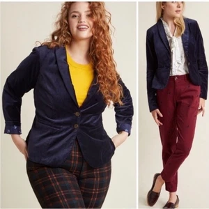 Blazer Modcloth Velluto Executive Due Bottoni Taglia S NUOVO - Foto 1 di 10