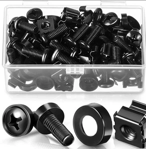 50 Pack M6 X 16 Mm Rack Mount Cage Nuts Screws and Washers Stainless Steel Black - Picture 1 of 1