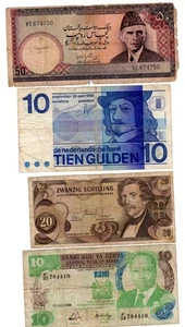 KONVOLUT 4 BANKNOTEN PAKISTAN 50 NIEDERLANDE 10 ÖSTERREICH 20 KENIA 10 - Bild 1 von 1
