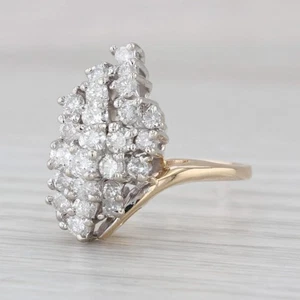 0.78ctw Diamond Cluster Ring 14k Yellow White Gold Cocktail - Picture 1 of 10