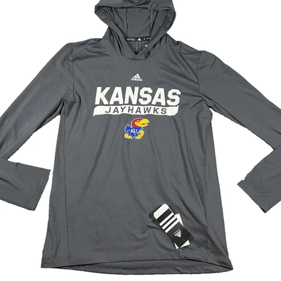 Adidas Mens M Black Kansas Jayhawks KU Basketball Hooded T-Shirt NWT - Image 1 of 4