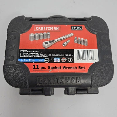 Craftsman USA 1/4" Drive 11-pc 6-pt SAE Socket Ratchet Set 34860 44807 - Image 1 of 4
