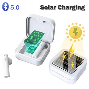 Solar Charging BT Earphone Led Digital Display Earbuds Noise Reduction Tw HLF - Zdjęcie 1 z 9
