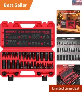 Hex Impact Socket Set 36pc With Adapters SAE Metric Heavy Duty Storage - Bild 1 von 11