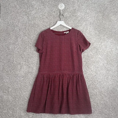 Mini Vestido Madewell Rojo Manga Corta Seda Azulejo Ascot Cintura Caída Talla 4 Foto 1 de 4
