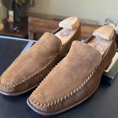 Замшевые мокасины Mezlan туфли бежевые/коричневые/коричневые - сделано в Испании - мужские размер 11 - Изображение 1 из 4