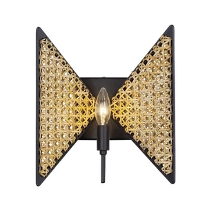 Machina 1-Light Wall Sconce in Matte Black with Sulihiya - Picture 1 of 6