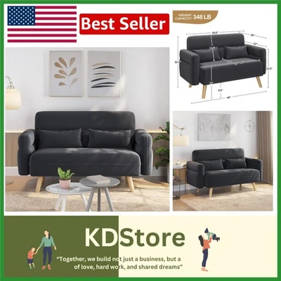 Sofá loveseat compacto moderno de tela - Elegante sofá de 2 plazas para espacios pequeños Foto 1 de 4