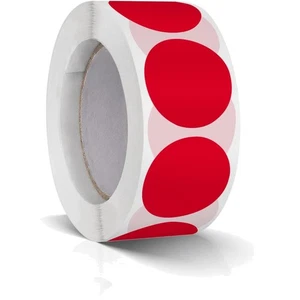 Aufkleber Rund 25mm Rot Vinyl Farbkodierung Rolle 500 Stk Klebepunkte - Bild 1 von 2