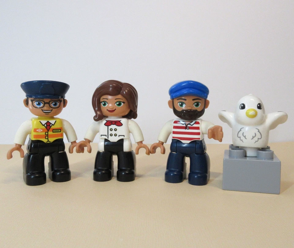 Lego DUPLO 10875 Cargo Train Figures Lot Boat Captain Chef Conductor Seagull - Image 1 of 1