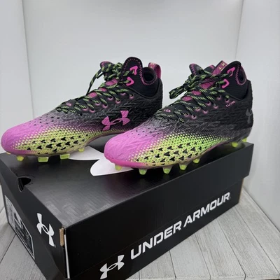Under Armour Spotlight Clone 3.0 Black Purple Green Men's 11 Football Cleats - Image 1 of 4