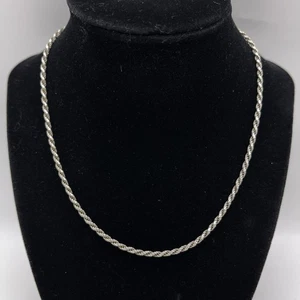 Collana in argento sterling italiano larga 2,5 mm corda catena 925 Italia vintage 16" - Foto 1 di 8