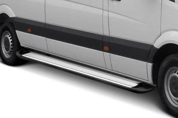 Black Horse Transporter Running Boards  Silver fit 2003-2025 GMC Savana 2500 - Imagem 1 de 4